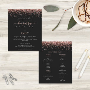 Budget Rose Gold Glitter Hen Weekend Black