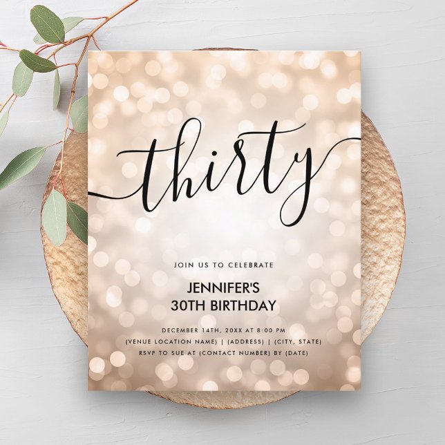 BUDGET Rose Gold Glitter Lights 30th Birthday  (BUDGET Rose Gold Glitter Lights 30th Birthday )