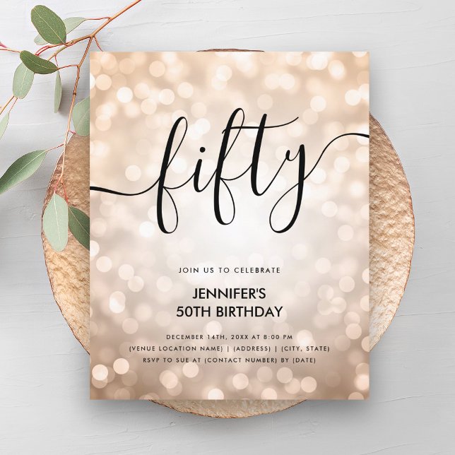 BUDGET Rose Gold Glitter Lights 50th Birthday  (BUDGET Rose Gold Glitter Lights 50th Birthday )