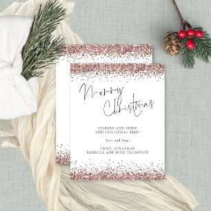 Budget Rose Gold Glitter Merry Christmas Card