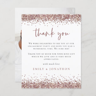 Budget Rose Gold Glitter Photo Engagement Thanks