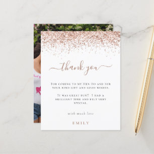 Budget Rose Gold Glitter Photo Hen Party Thank You