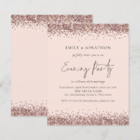 BUDGET Rose Gold Glitter Pink Evening Invitation