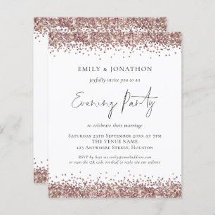 BUDGET Rose Gold Glitter QR Code Evening Invite