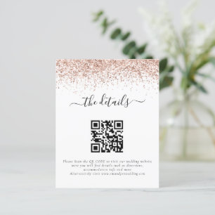 Budget Rose Gold Glitter QR Code Wedding Details