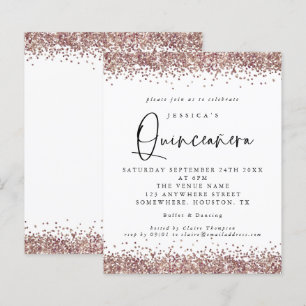 Budget Rose Gold Glitter  Quinceanera Invitation