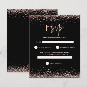 Budget Rose Gold Glitter Script Black RSVP