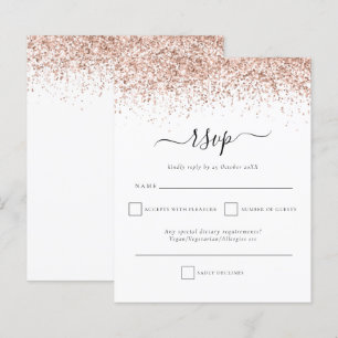 Budget Rose Gold Glitter script Wedding RSVP
