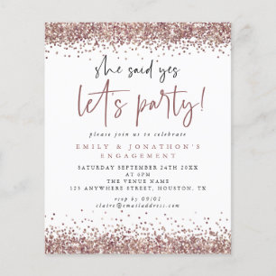 Budget Rose Gold Glitter She Said Yes Engagement