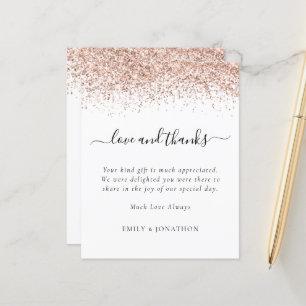 Budget Rose Gold Glitter Wedding Love and Thanks