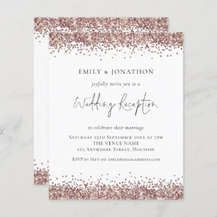 BUDGET Rose Gold Glitter Wedding Reception Invite
