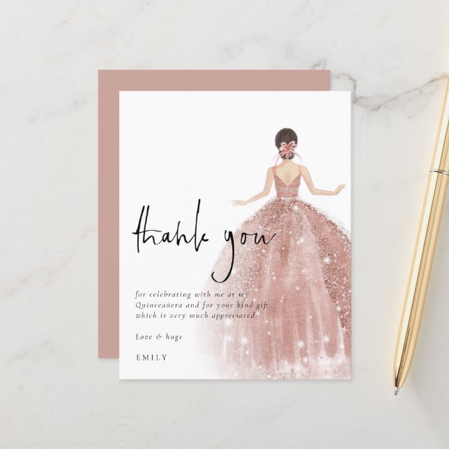 Budget Rose Gold Gown Brown Quinceañera Thank (Front/Back In Situ)