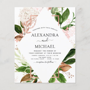 Budget Rose Gold Greenery Wedding Invitations Flyer