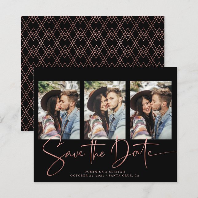 BUDGET Rose Gold Handwritten Save the Date (Front/Back)