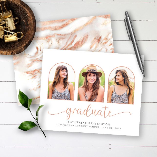 Budget Rose Gold Marble Arch 3 Photo Graduation (Creator Uploaded)