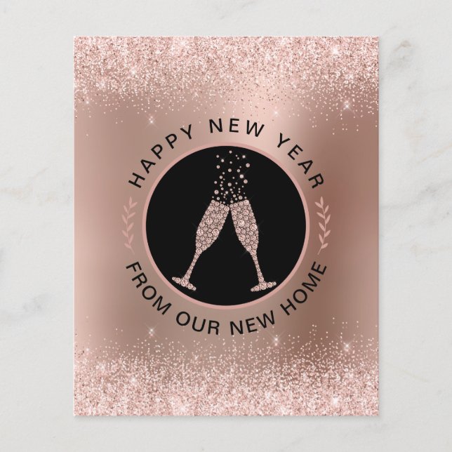 Budget Rose Gold New Year New Home Announcement (Front)
