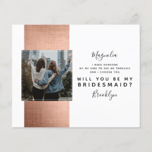 BUDGET Rose Gold Photo Bridesmaid Proposal Card
