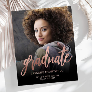 Budget Rose Gold Photo Graduation Announcement