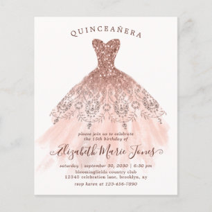 Budget Rose Gold Pink Dress QUINCEAÑERA Birthday
