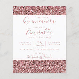 BUDGET Rose Gold Pink Glitter Quinceanera
