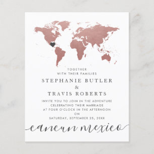 Budget Rose Gold Pink Map Destination Wedding