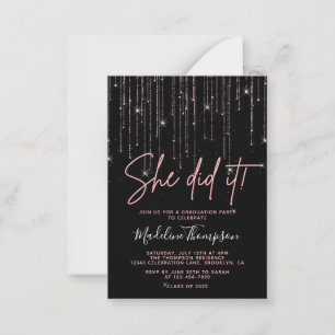Budget Rose Gold She did it Graduation Invitation