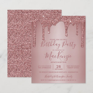 BUDGET Rose Gold Sparkle Glitter Drips Birthday