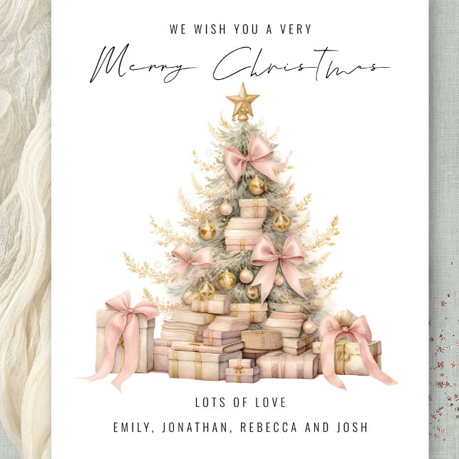 Budget Rose Gold Tree 2026 Calendar Christmas (closer view of artwork)