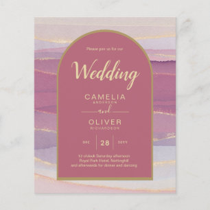BUDGET Rose Pink Gold Arch Marble Wedding INVITE   Flyer