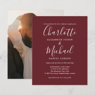 Budget Rosewood Pink Photo Wedding Invitation