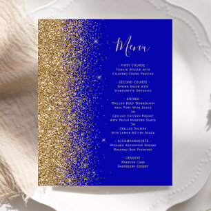 Budget Royal Blue Gold Glitter Wedding Menu