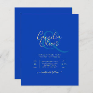 Budget Royal Blue Monochrome Wedding INVITE