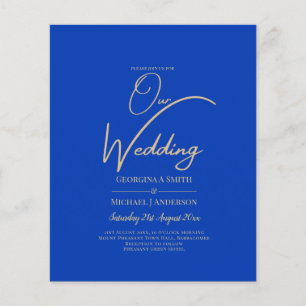 Budget Royal Blue Monochrome Wedding INVITE
