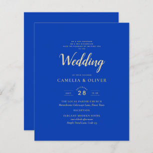 Budget Royal Blue Monochrome Wedding INVITE