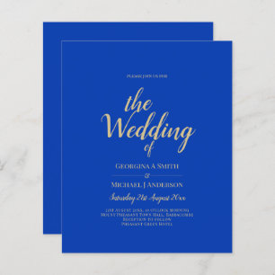 Budget Royal Blue Monochrome Wedding INVITE