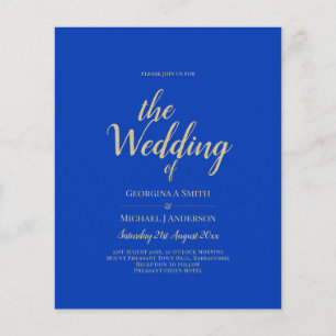 Budget Royal Blue Monochrome Wedding INVITE Flyer