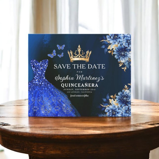 Budget Royal Blue Save the Date Quinceanera (Creator Uploaded)