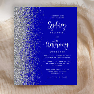 Budget Royal Blue Silver Calligraphy Wedding