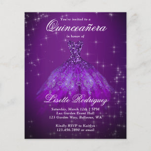 Budget Royal Purple Quinceanera Invitation
