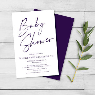 Budget Royal Purple Script Baby Shower FLYER