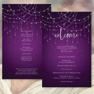 Budget Royal Purple String Lights Wedding Program