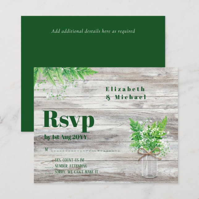 Budget RSVP Greenery Ferns Wedding (Front/Back)