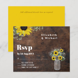 Budget RSVP Rustic Sunflowers Wedding