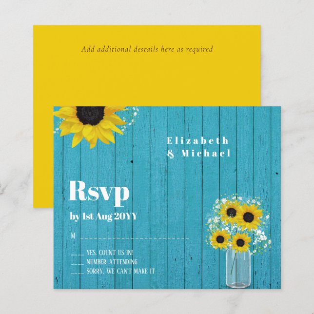 Budget RSVP Rustic Sunflowers Wedding (Front/Back)
