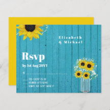 Budget RSVP Rustic Sunflowers Wedding