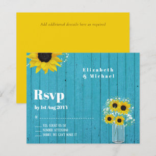 Budget RSVP Rustic Sunflowers Wedding