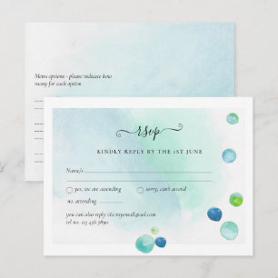 BUDGET RSVP Sea Glass Modern Abstract Wedding Postcard