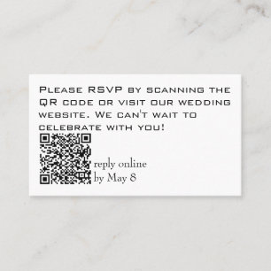Budget RSVP Wedding Website QR Code Business Card