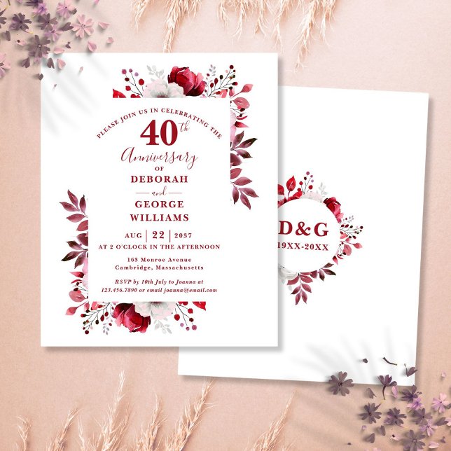 Budget Ruby 40th Wedding Anniversary Invitation (Budget Ruby 40th Wedding Anniversary Invitation)