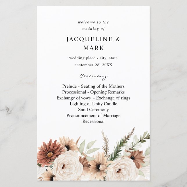 Budget Rus Neutral Boho Floral Wedding Ceremony M (Front)